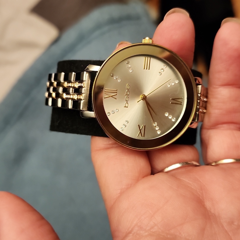 BEBE Gold & Silver watch with rhinestones
